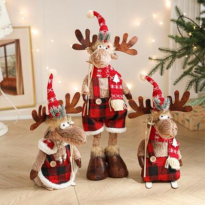 Large Retractable American Cartoon Plush Elk Christmas Ornament Doll