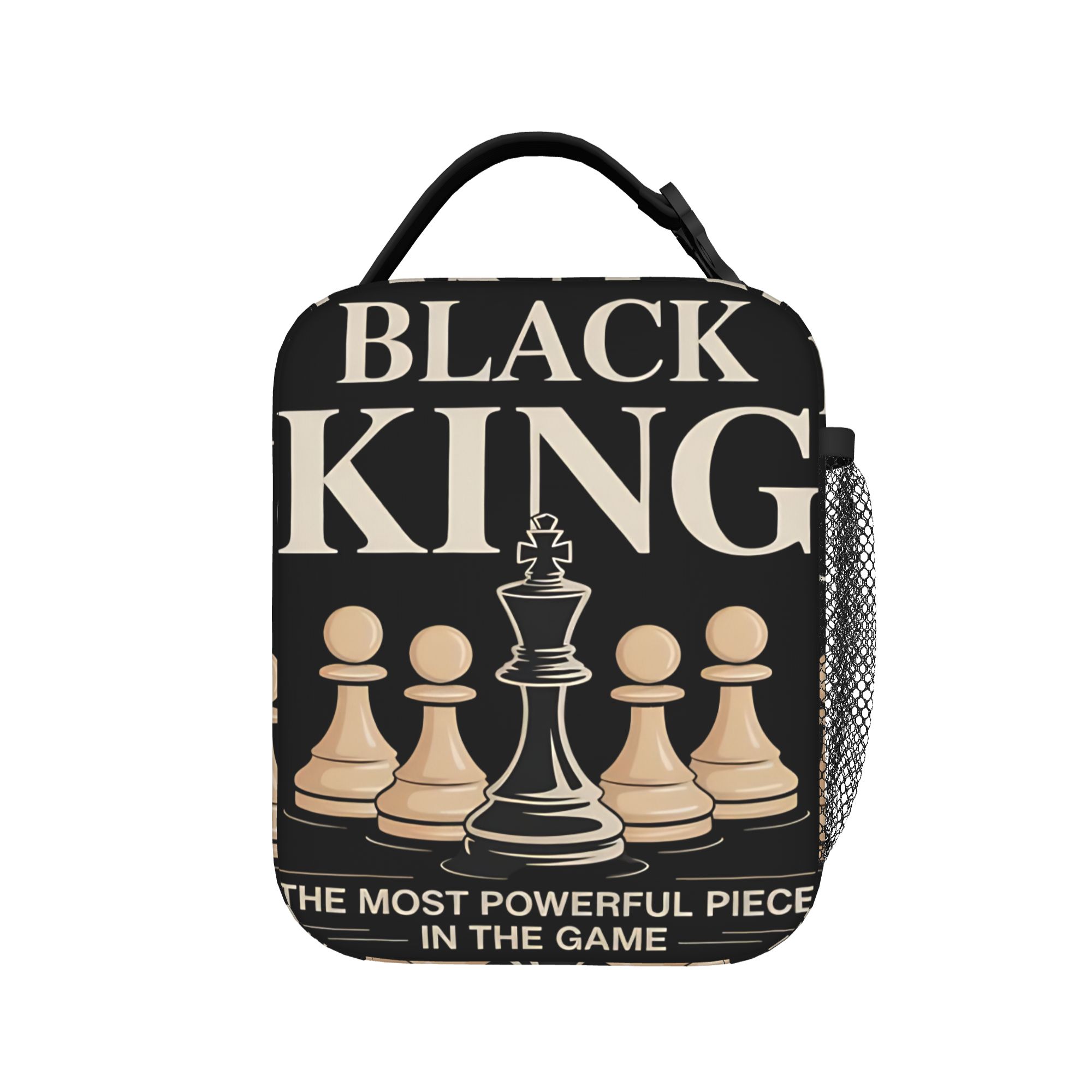 Black King The Most Powerful Piece In The Game Chess Lunch Bag Lunch Box For Men Thermal Lunch Bags Oxford Portable Cooler Bag One Size