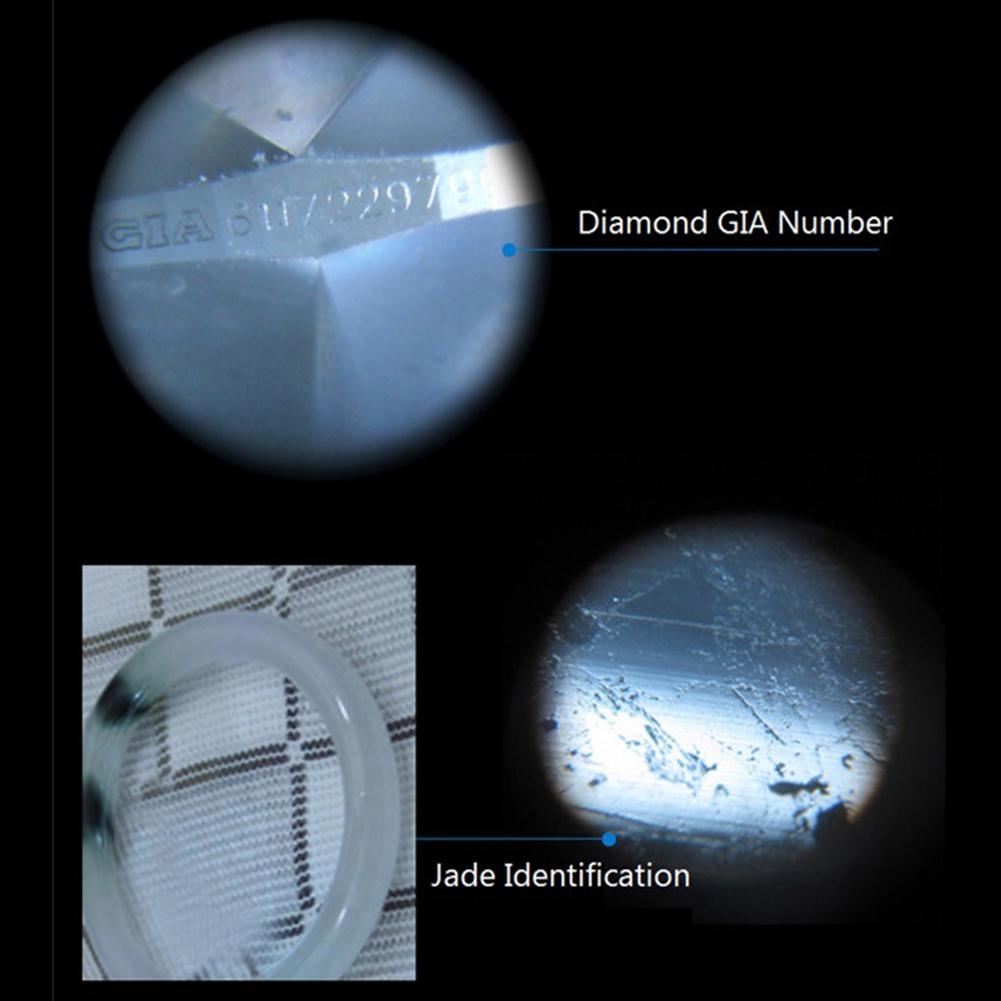 Portable LED Lamp Light Jewelry Loupe Magnifier Handheld 100X Pocket Microscope