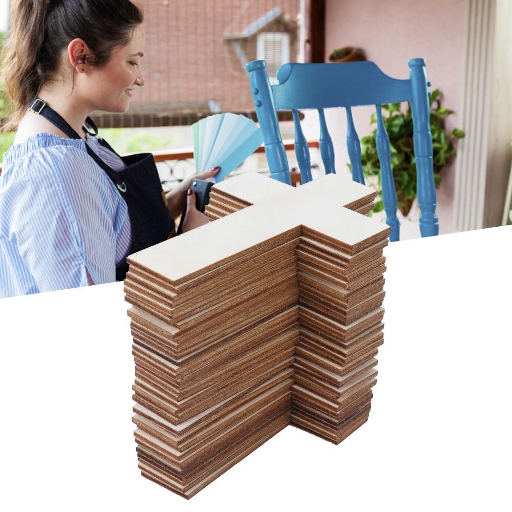 36Pcs Versatile Use Lightweight Wood Cross Smooth Durable Wood Pieces Craft Ornaments Art Painting