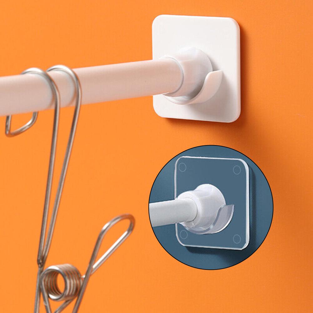2pcs Shower Curtain Rod Holder Wall Mounted Rod Bracket 7*7cm Adjustable Grip Fit Most Rods Within The Diameter Of 1.5cm-2.2cm