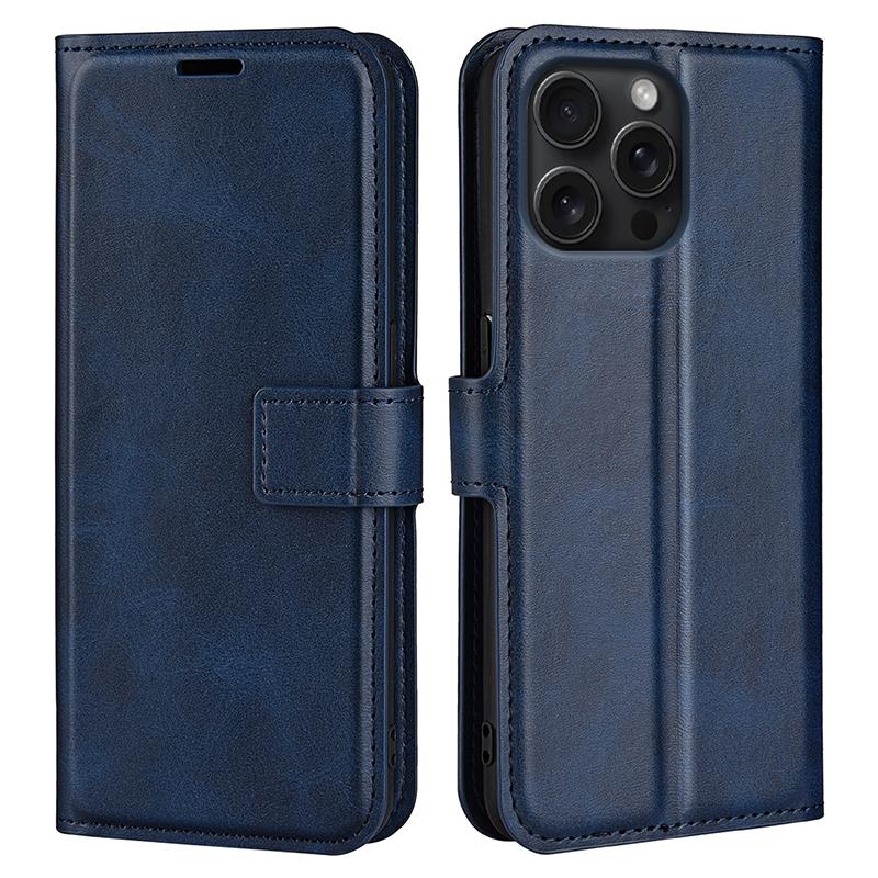 For iPhone 16 Pro Case Magnetic Clasp Calf Texture Flip Leather Phone Cover