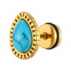 Vnox Vintage Gold Plated Water Drop Shaped Turquoise Stud Earrings, Stainless Steel Natural Stone Earrings Jewelry for Women