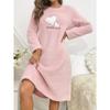 Rosa Liebesherz Pyjama Damen Nachthemd Flanell Herbst Winter Lange Ärmel Nachtwäsche Niedlicher Pyjama Warme PJs Weiche Pj Gemütlich Bequem Mädchen
