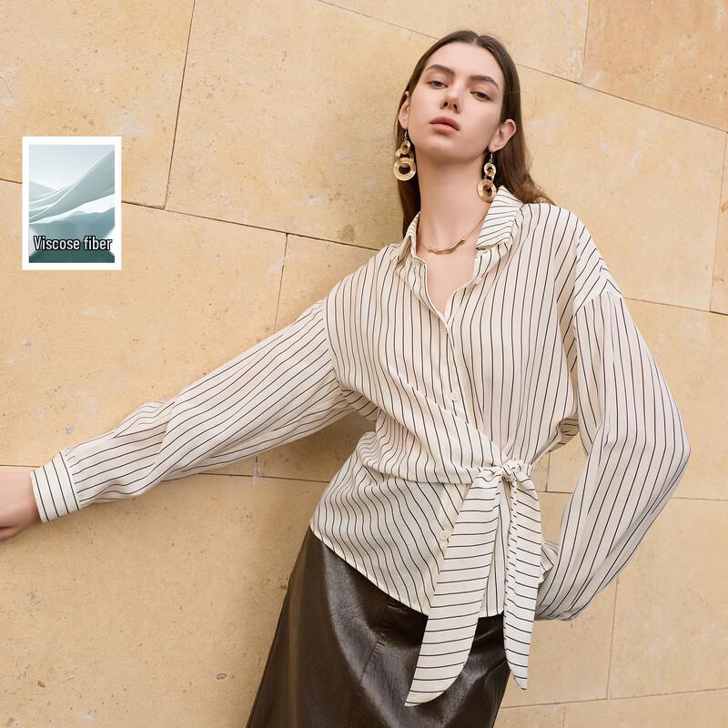 San Cai Women s Striped Long-Sleeve Blouse M (160/84A)