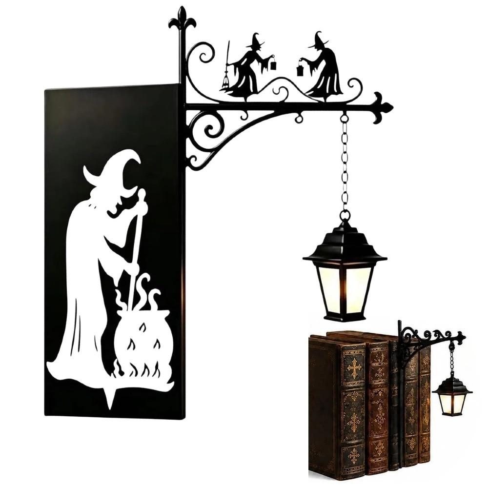 Gothic Iron Witch Bookshelf Lamp Black Metal Mini Shelf Lamp Book Nook Light for Reading Nook