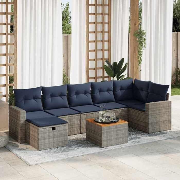 VidaXL Salon de jardin 8 pcs avec coussins gris résine tressée 3325799