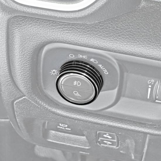 For Dodge Ram 1500 19-25 Black Aluminum Headlight Switch Button Cover Trim Ring