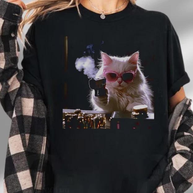 Gangster Cat, Cool Kitty Bang Bang Meme T-Shirt S