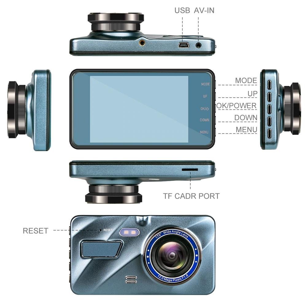 Car DVR 2 Cameras  4.0 Inches Dash Cam Car Video Recorder Auto Registrator Dvrs Dash Cam with Dual Ways Cameras Car Accessories
