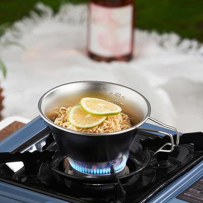 300/500ML Edelstahl Camping Schüssel mit Griff Tragbar Leichtgewicht Outdoor Wandern Picknick Suppenschüssel Schüssel Tasse mit Skala