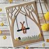 Rabbits Die Cut Tree Shape Die Cut Metal Templates Carbon Steel Cutting Dies for Card Making Scrapbooking Packaging