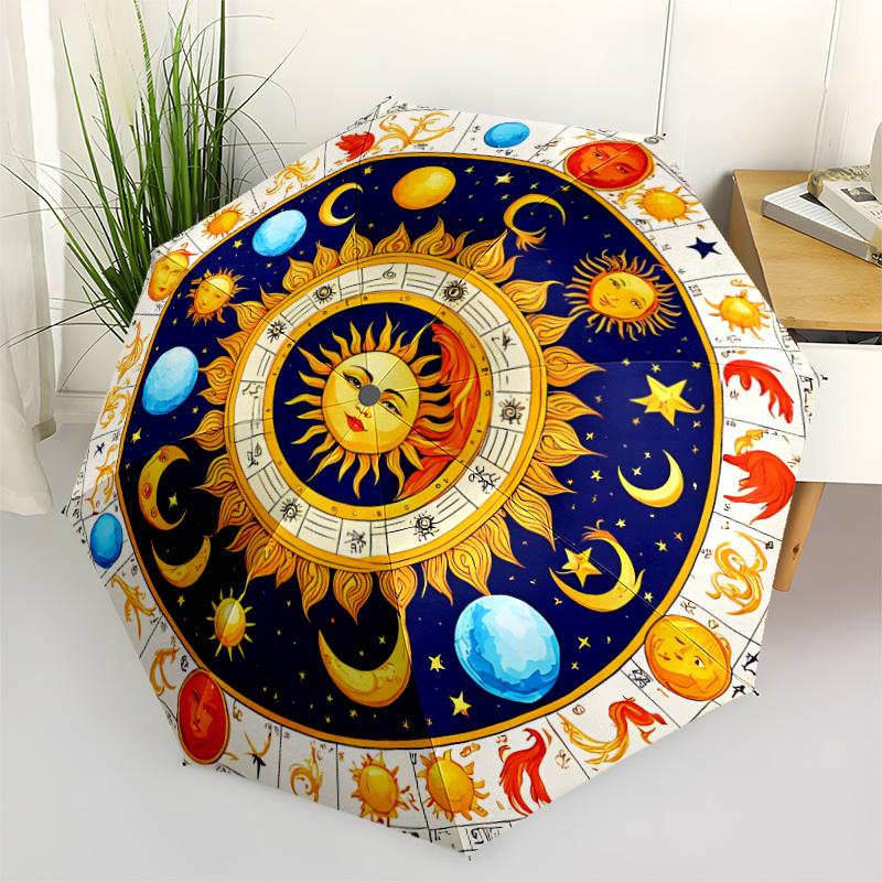 1pc Zodiac Symbols Folding Umbrella, Durable, Suitable for Outdoor Activities or Rain, Suitable for Commuting Yy251027147