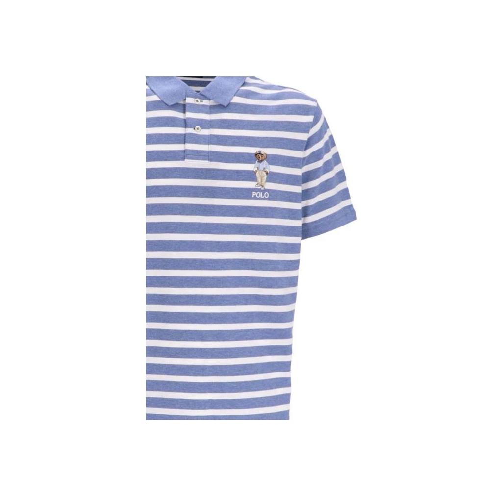 Polo Ralph Lauren Ss24 Logo Cartoon Pattern Striped Print Short Sleeve Polo Shirt Men Polo Shirts Blue 710941863-001