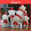 Cute Blushing Christmas Bear Plushie Mini Teddy Ornament Soft Short Plush Toy For Bags And Accessories