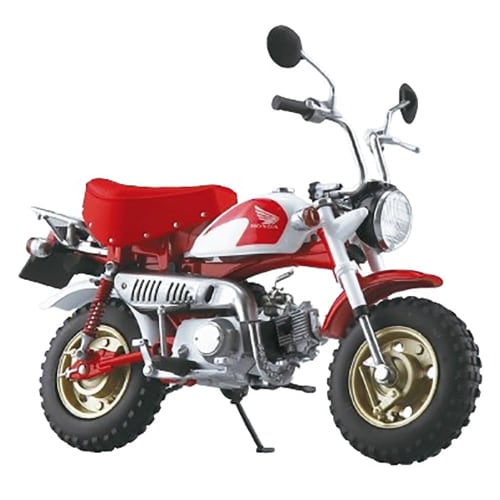 Aoshima Bunka Kyozai Skynet 1/12 Scale Complete Honda Monkey Special Shasta White x Candy Ala Moana Red Motorcycle
