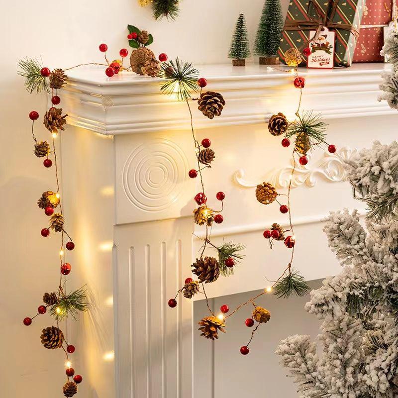 LED Christmas Fairy String Lights with Pine Cones and Bells for Tree and Holiday Decor