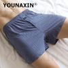 Men's Cotton Boxer Briefs High Waist Casual Plaid Pajama Shorts Plus Size Big Underwear Home Sleep Bottoms M L XL 2XL 3XL