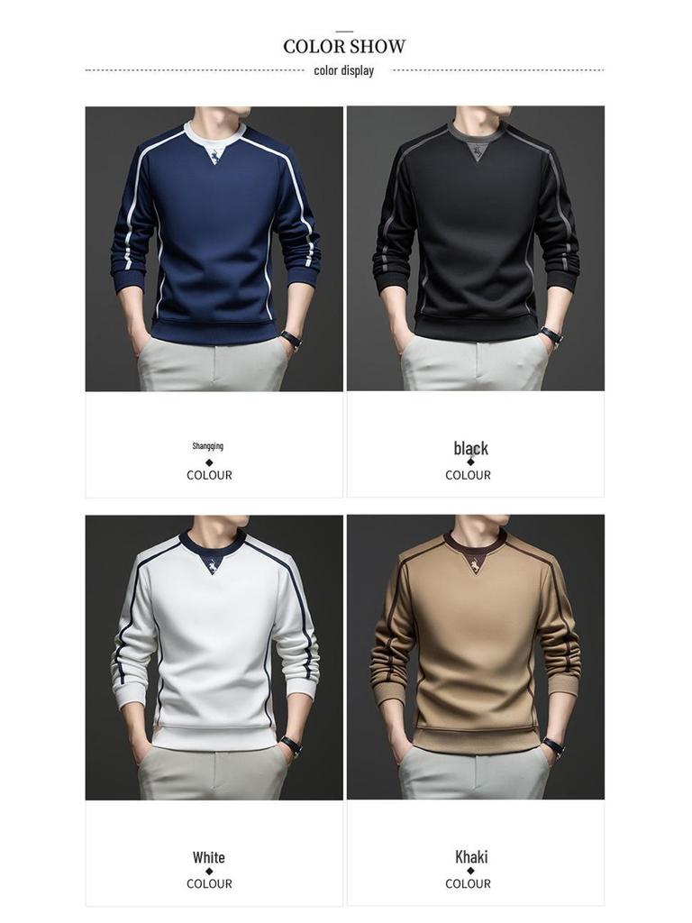 Embroidered Pony Logo Men's Sweatshirt: Fleece-Lined Cotton Blend for 2025 Autumn/Winter Fashion
