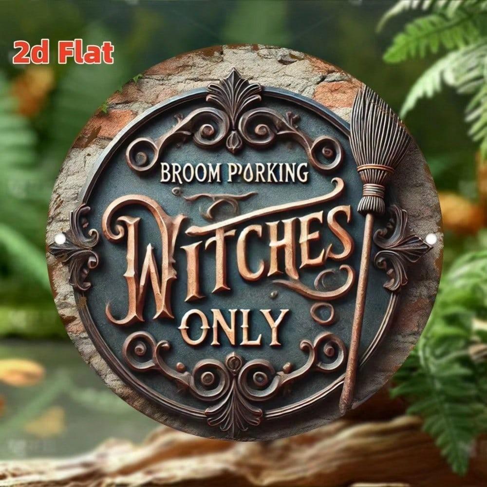 Witch Parking Metal Tin Sign Halloween Wall Decor Vintage Home Bar Cafe