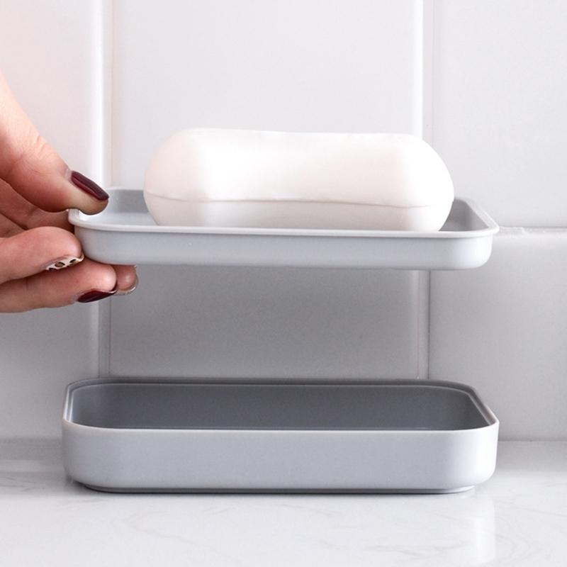 2PCS Soap Dish Plastic Soap Holder for Bathroom Shower Double Layer Draining Soap Dish Tray Easy to Clean Soap Case