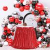 14ft Table Skirt Red Sequins Rectangle Square Round Glitter Tablecloth for Wedding Party Dinner Baby Shower Christmas Decoration