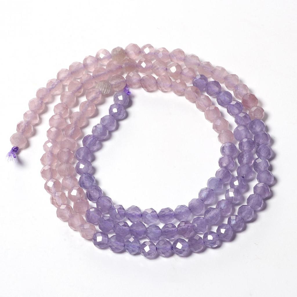 Perles rondes en pierre de cristal œil de chat, 1 brin de 2mm 3mm, dégradé à facettes, pour la fabrication de bijoux, artisanat fait à la main(Taille:2 mm environ 190 pièces 3 mm environ 124 pièces)