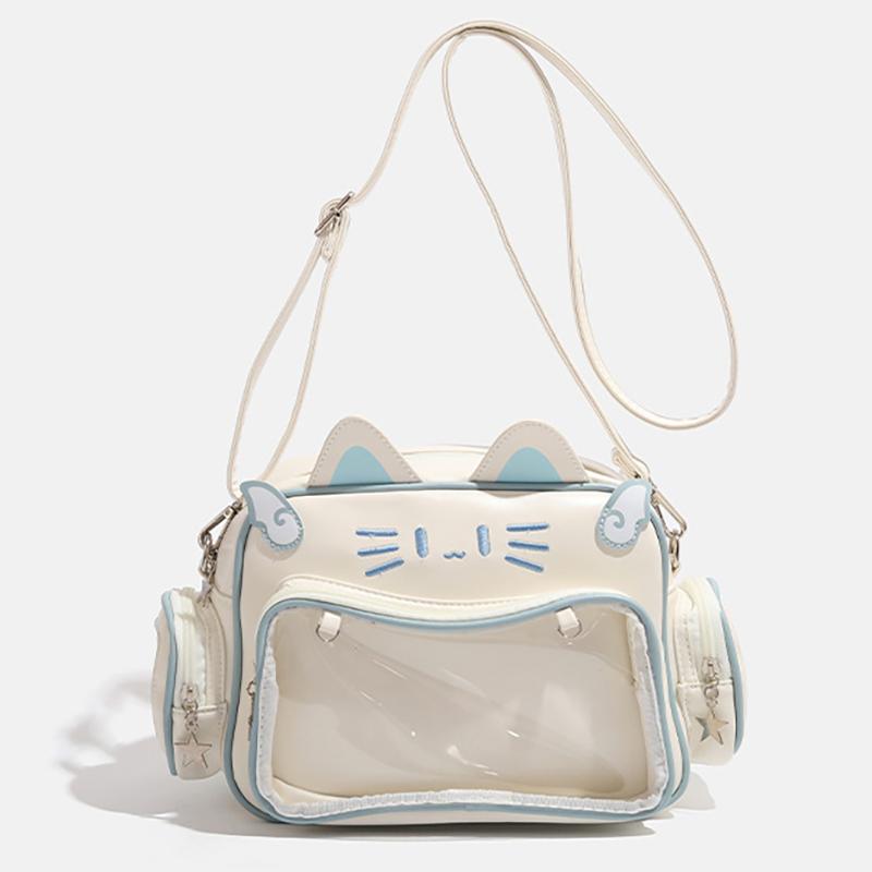 Y2K Ita Bag Cat Pu Backpack – Foldable, Adjustable Strap, Secure Zipper, Preppy Style Cute Schoolbag