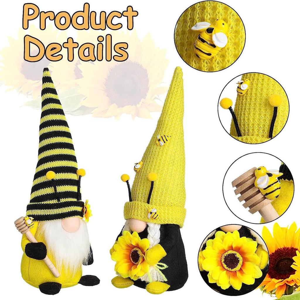 Bee Festival Sunflower Gnome Ornaments - Faceless Rudolph Doll Decor