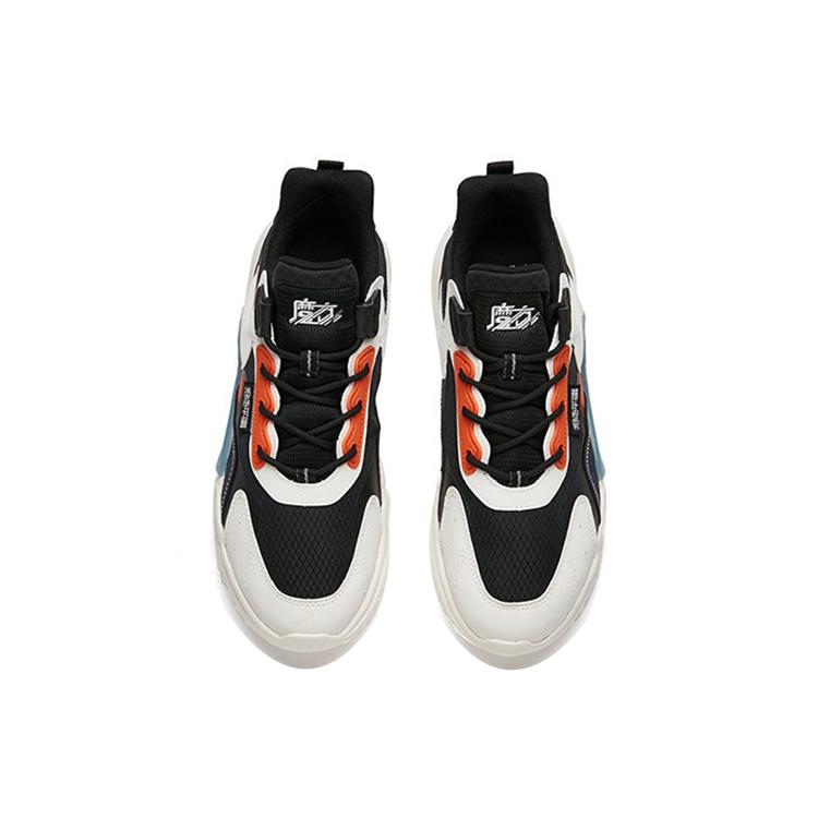 New Anta Rubik's Cube Anti Slip Wear Resistant Low Top Chunky Sneakers Men's Black White Orange 112148808-2