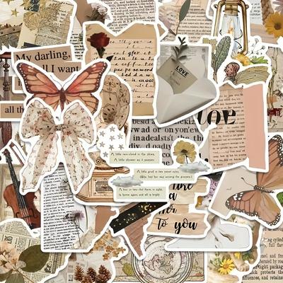 Vintage Ästhetisches Sticker-Paket, 30 Stück SetWasserdichte PVC-Aufkleber für Handyhüllen & Notizbücher mit Inspirierenden Zitaten & Schmetterlingsdesigns