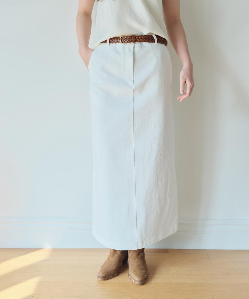 Hombadittingjeu Cotton Slit Long Skirt (Ivory)