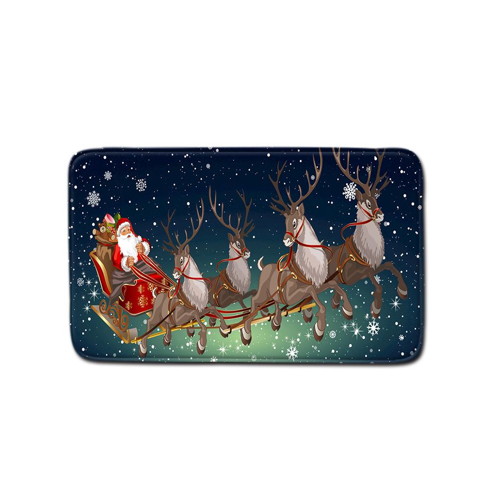 Christmas Bathroom Shower Curtain Four-Piece Combination Floor Mat Bathroom Water Absorbent Non-Slip Door Mat Bedroom Carpet