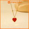 Vnox Red Heart-shaped Pendant Necklace For Women Luxury High Quality Stainless Steel Bead Chain Collar Charms Jewelry Gift