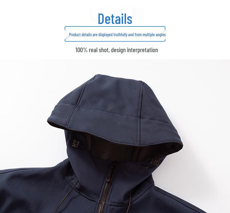 Unisex Fleece-Lined Windproof Waterproof Softshell Hooded Jacket for Outdoor Camp & Hike