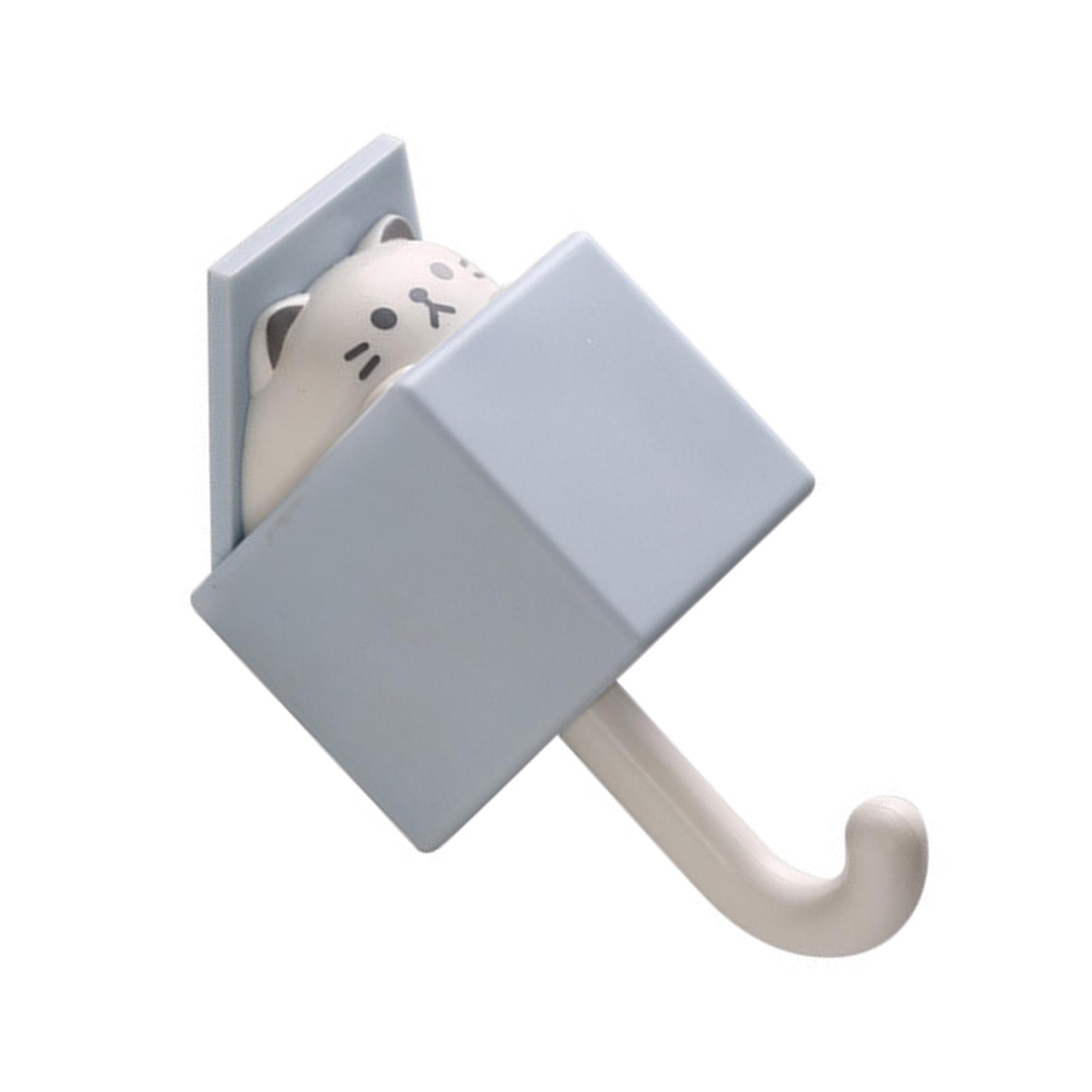 

Wall Hook Cute Creative ABS 3.3lb Load Bearing Multifunctional Adhesive Hook for Coat Key Gray Blue Cat