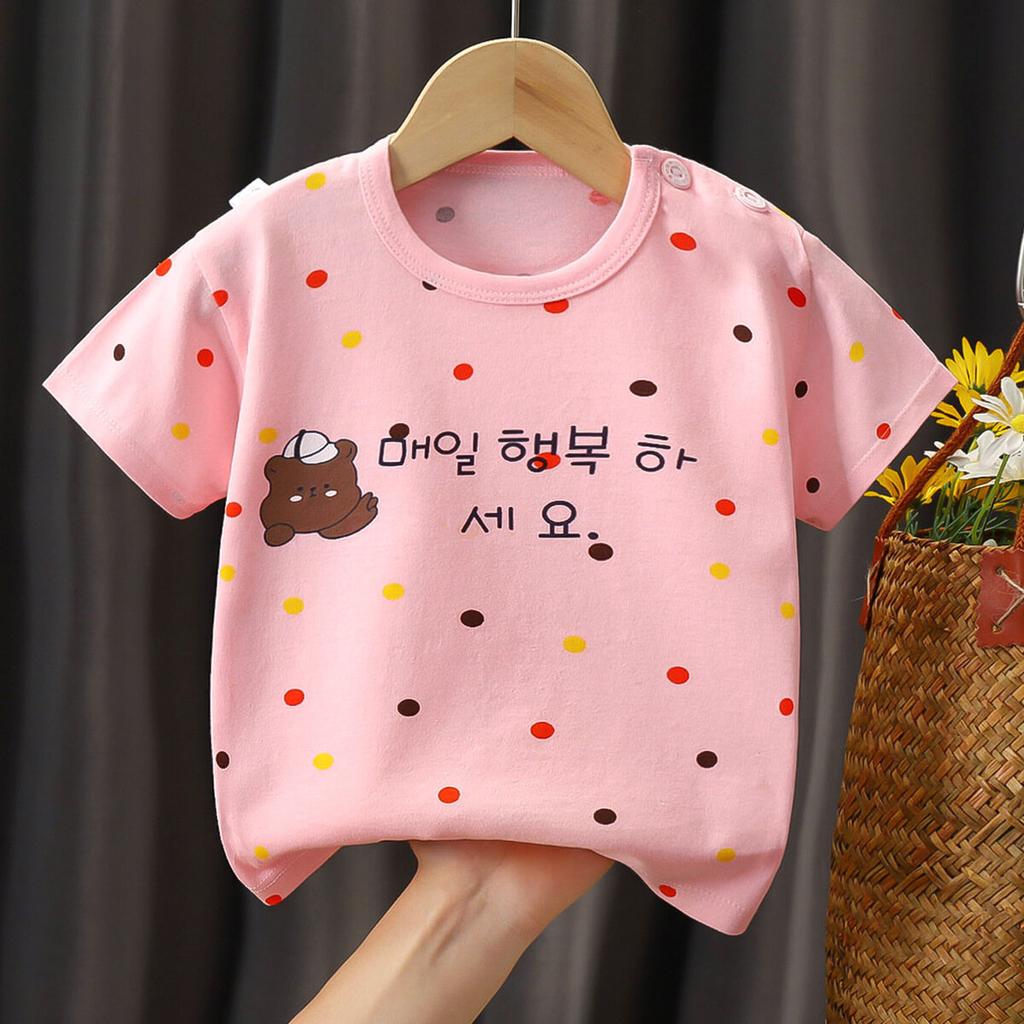 Children's short sleeved T-shirt with fashionable cartoon print theme, a gift for children