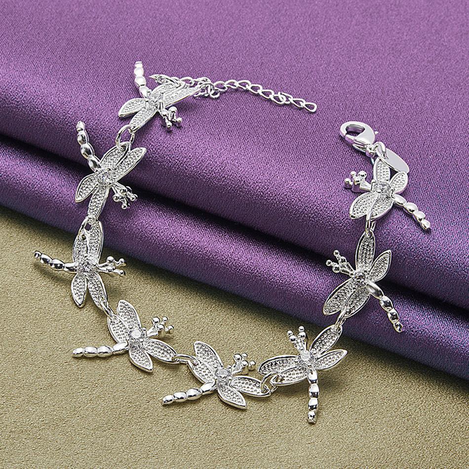 

CHSHINE 925 стерлингового серебра стрекоза браслет цепь для женщин мужчин свадебная вечеринка высокое качество модные шармы ювелирные изделия 20CM 8inches