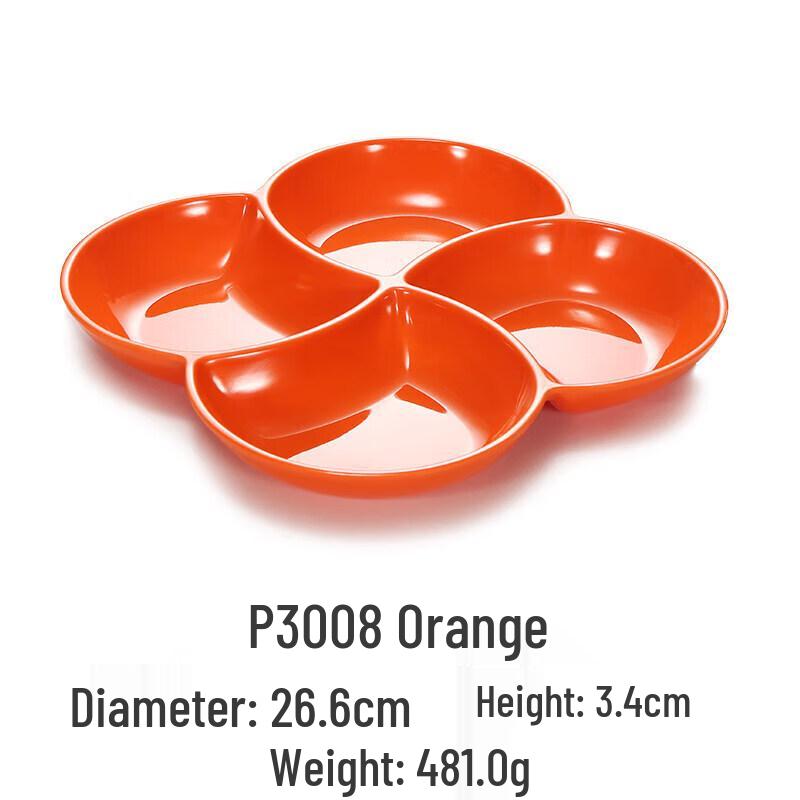Large Orange Melamine Five-Compartment Serving Tray