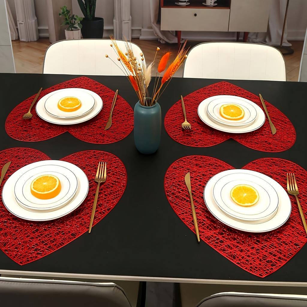Valentine's Day Heart-Shaped Placemat - Heat-Resistant, Non-Slip Table Mat for Romantic Dinners, Weddings & Anniversaries