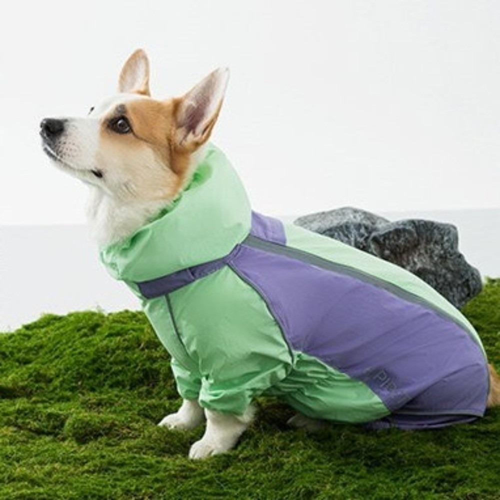 Всепогодный собачий дождевик с капюшоном Регулируемый собачий светоотражающий дождевик Для дождливых дней M фиолетовый