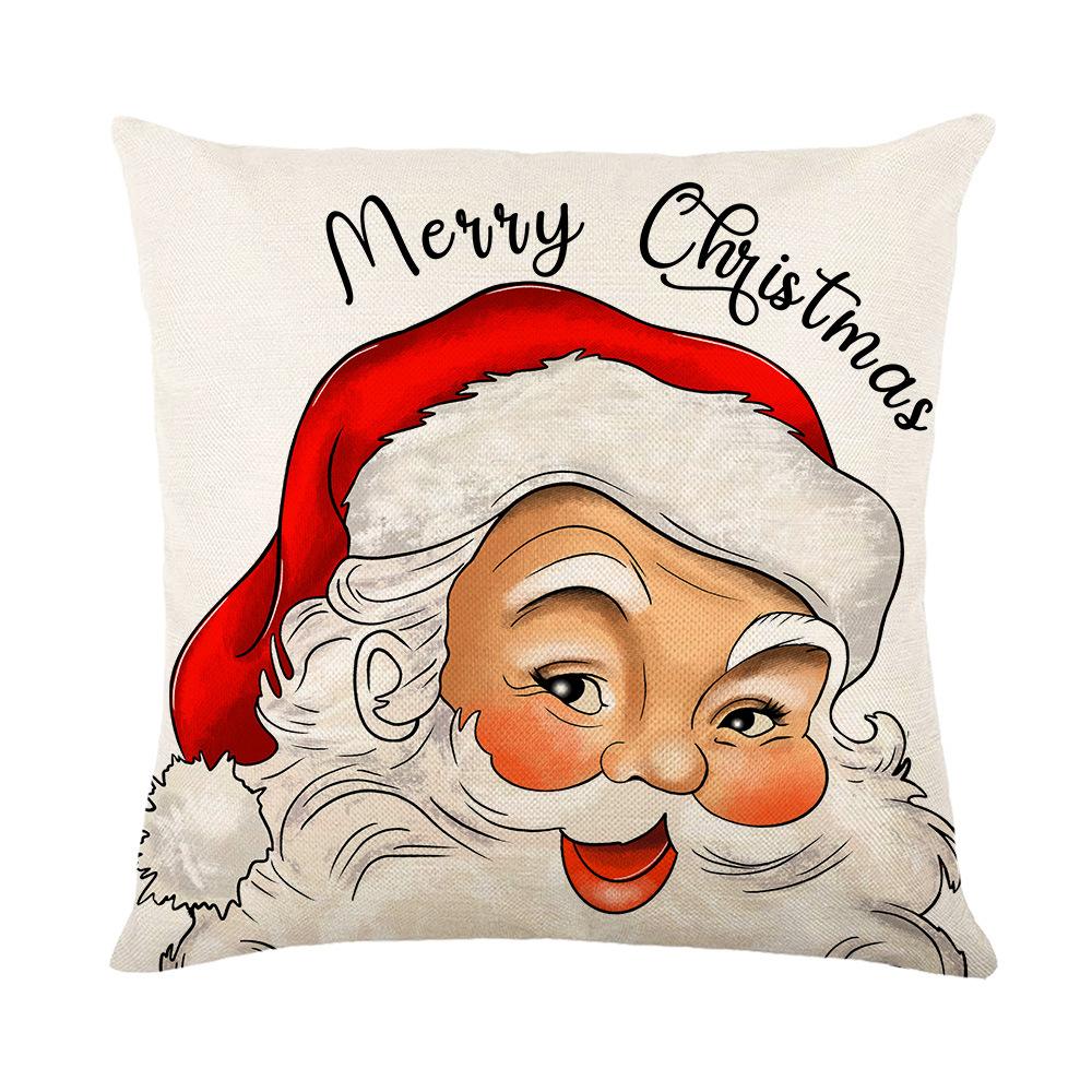 

Рождественская наволочка Лен Печатный Санта Дом Диван Наволочка Наволочка 45*45cm JYM186-4
