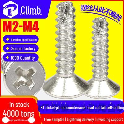 Vernickelte selbstschneidende Kreuzschlitzschraube mit Senkkopf und flachem Kopf M2M2.3M3M4