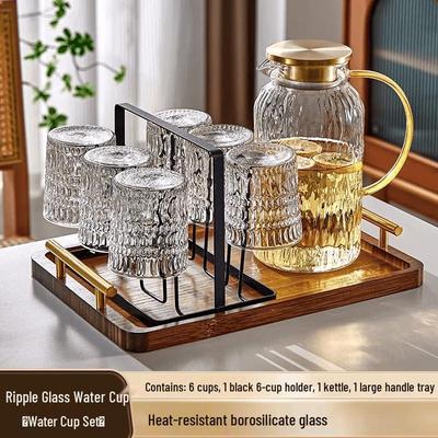 Qinji Embossed Glass Water Cup Set