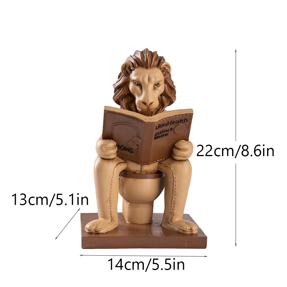 Lion Reading Statue Scholar Animal Sculpture Book Lover Gift Library Decor Unique Desk Ornament Wisdom Bookworm Art Present