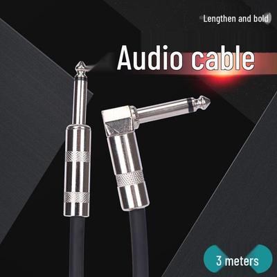 3m Black Leather 6.35mm Male-Female Audio Cable for Electric Guitar To Amplifier