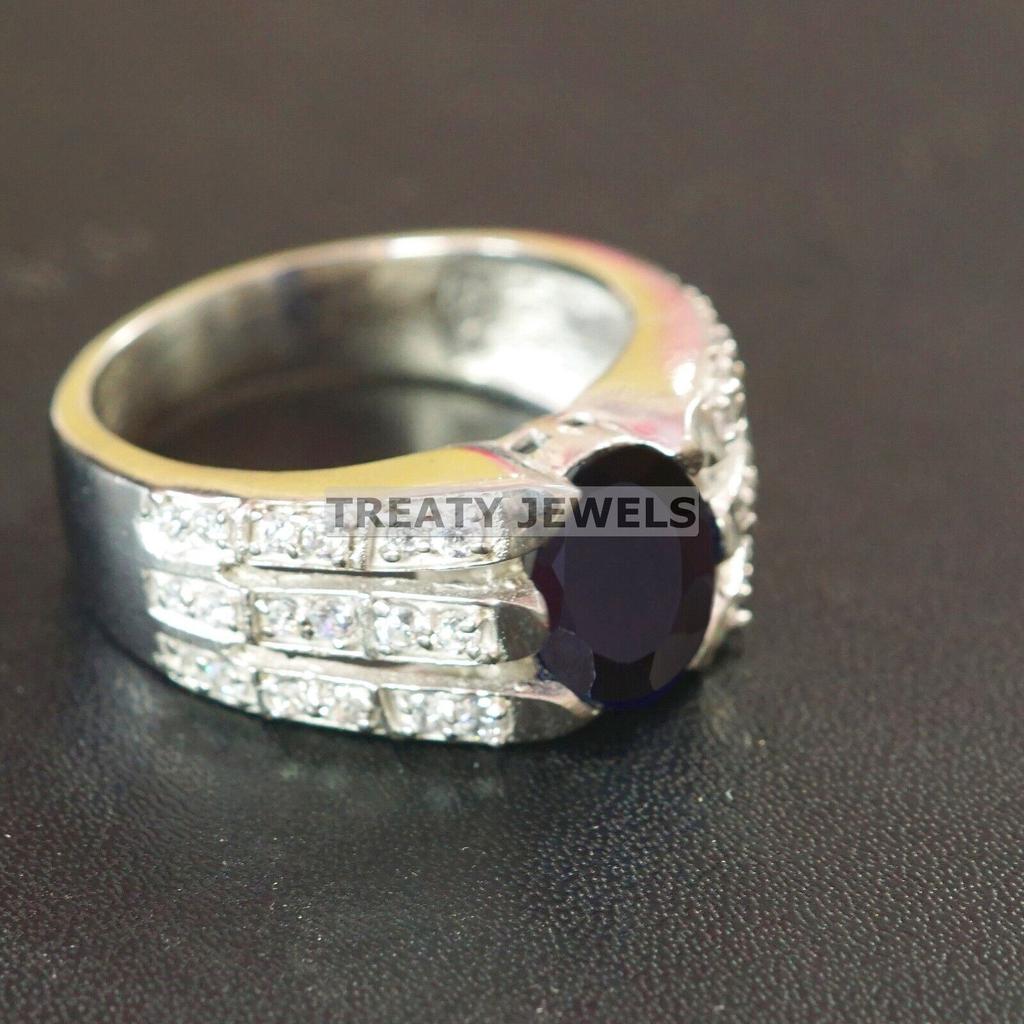 Black Onyx Oval Cut Gemstone With 925 Sterling Silver Ring For Men's #A811 JL375666852784
