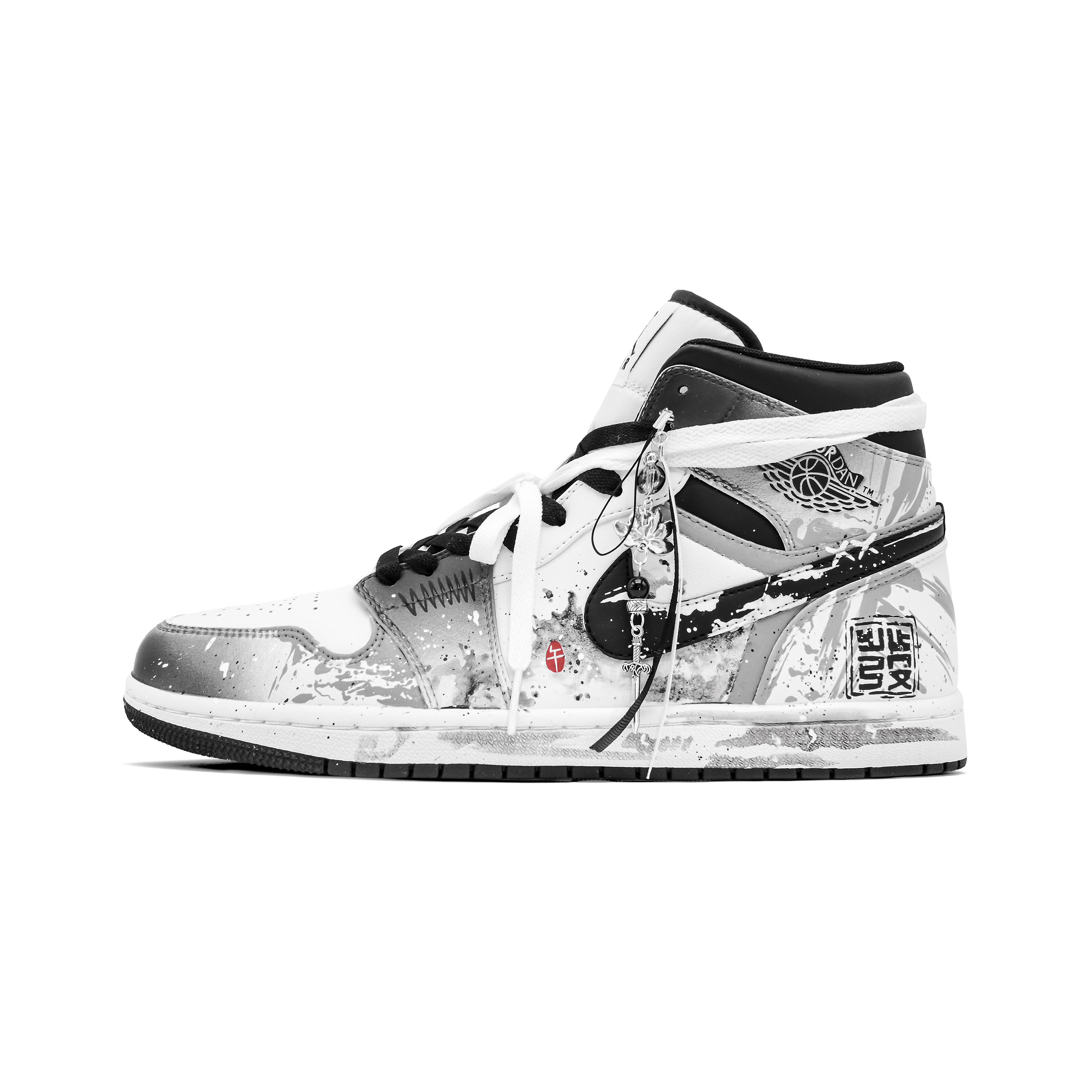 

Jordan Air Jordan 1 Ink High top Vintage Basketball Shoes Unisex Black White DQ8426-132(Team998-) 45