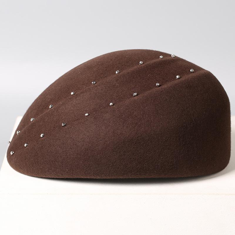 Elegant Pearl Australian Wool Beret Children Autumn and Winter Fashion High Quality Painter Hat Retro Versatile Top Hat