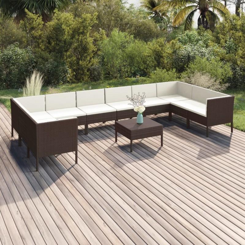 Day and Night - Day and Night Garden Furniture Set 11 Pieces and Brown Synthetic Rattan Cushions